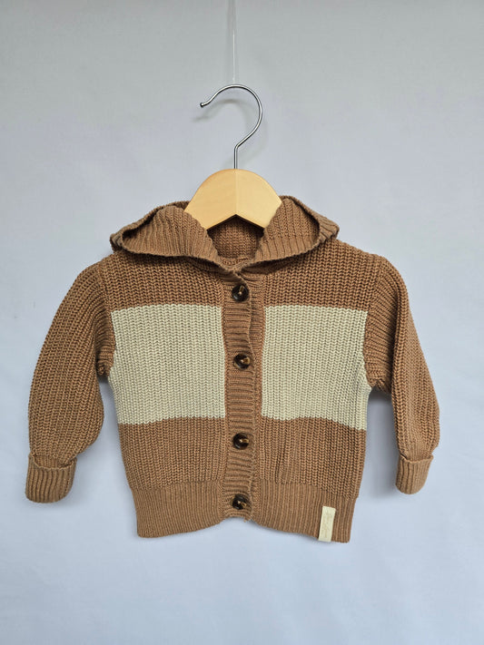 Jax & Lennon Camel & Cream Knit Cardigan • 0-12 months