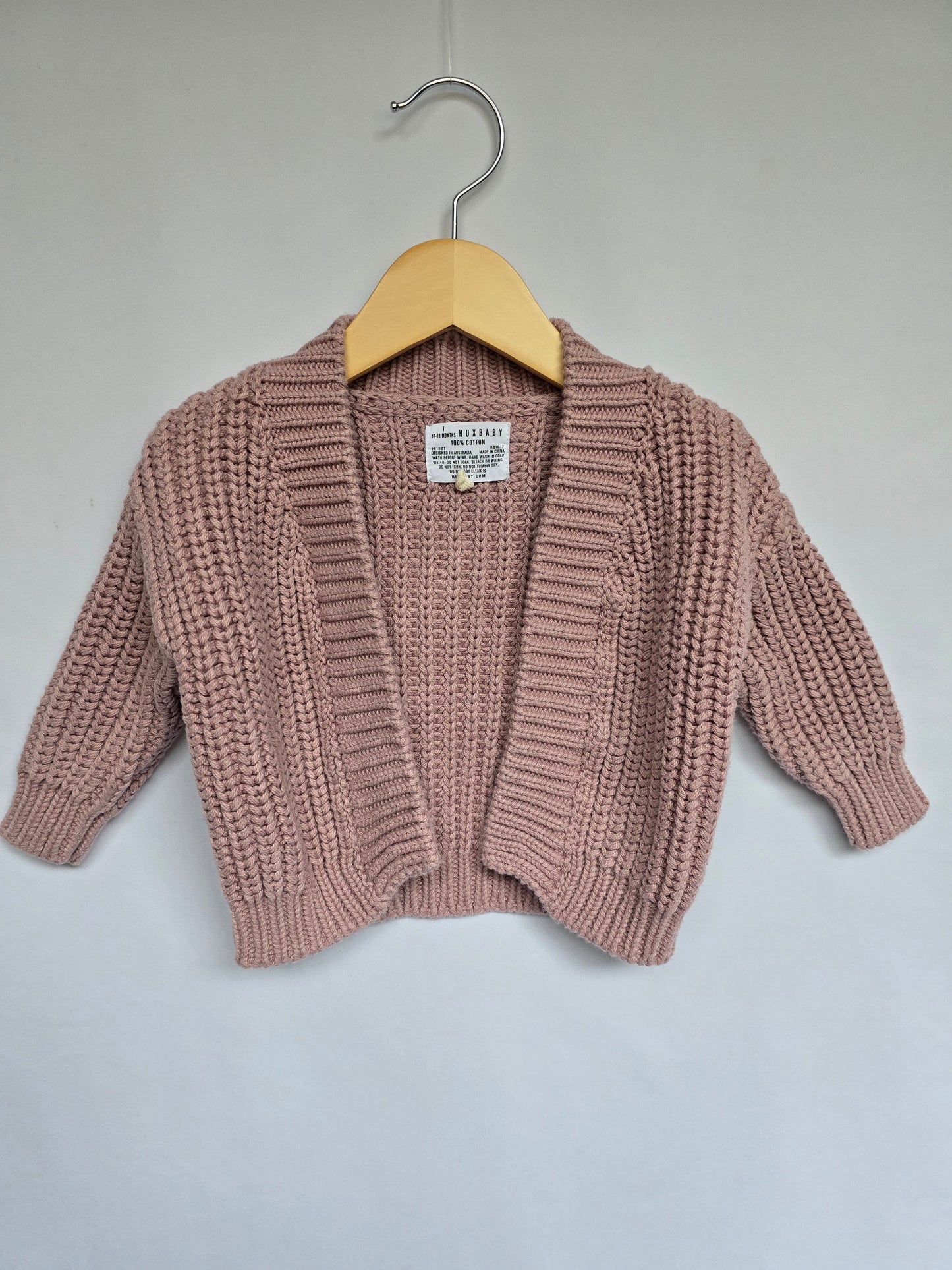 Huxbaby Blush Chunky Knit Cardigan • 12-18 months