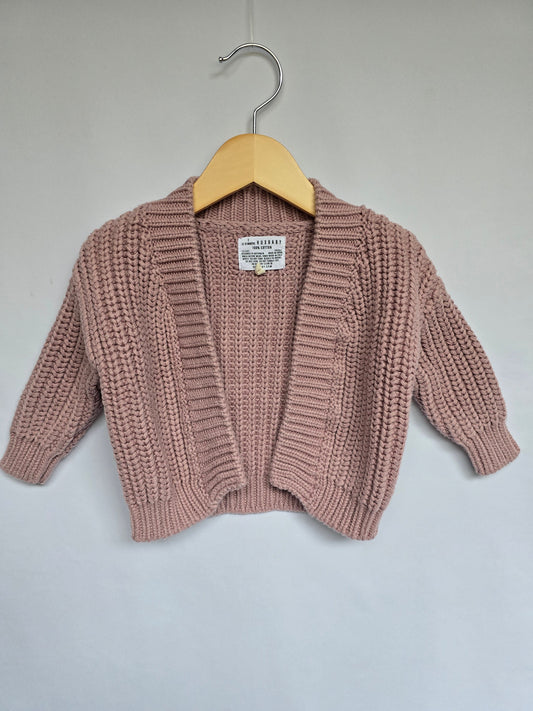 Huxbaby Blush Chunky Knit Cardigan • 12-18 months