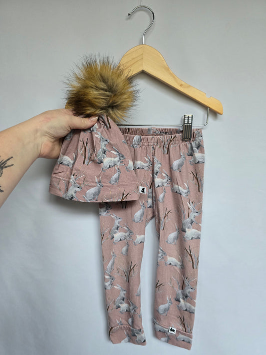 Little & Lively Bunny Cotton Leggings & Pom Toque • 18-24 months/Baby