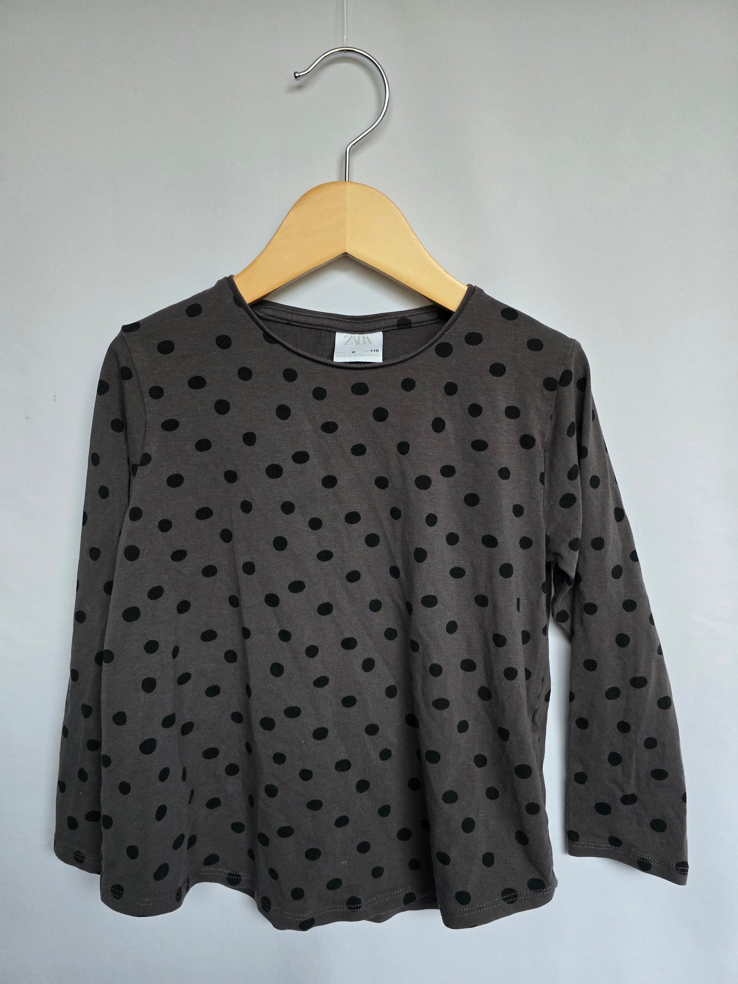 Zara Black Polkadot Long Sleeve Shirt • 6 years