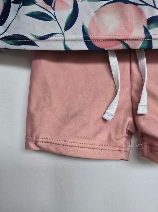 Honeysuckle Peachy Rashgaurd & Shorts *stains* • 2-3 years