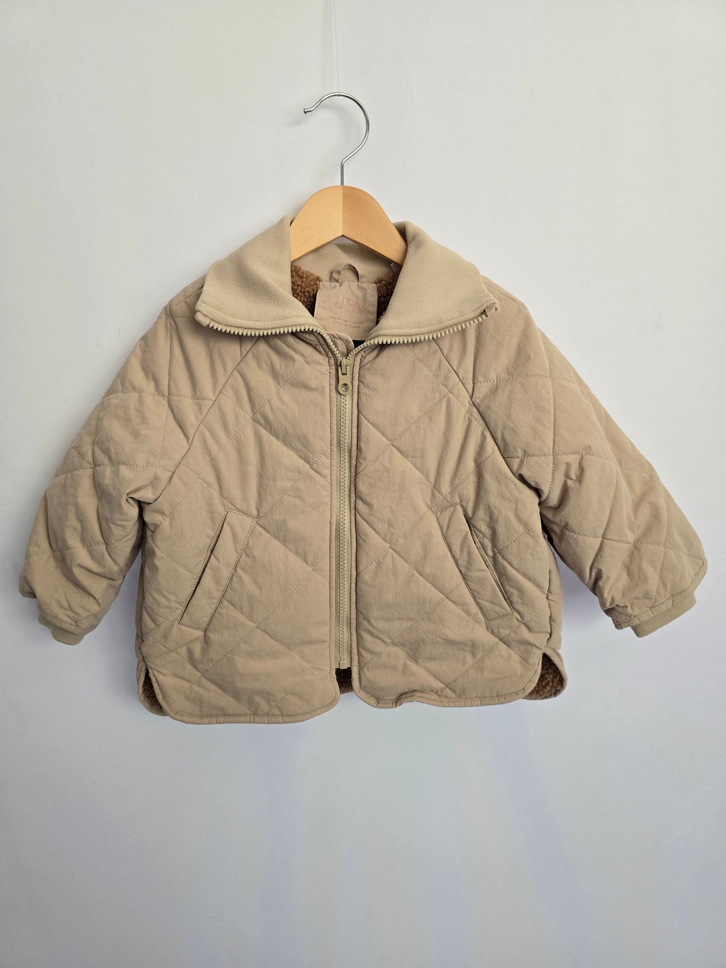 Zara Tan Teddy Lined Coat • 3-4 years