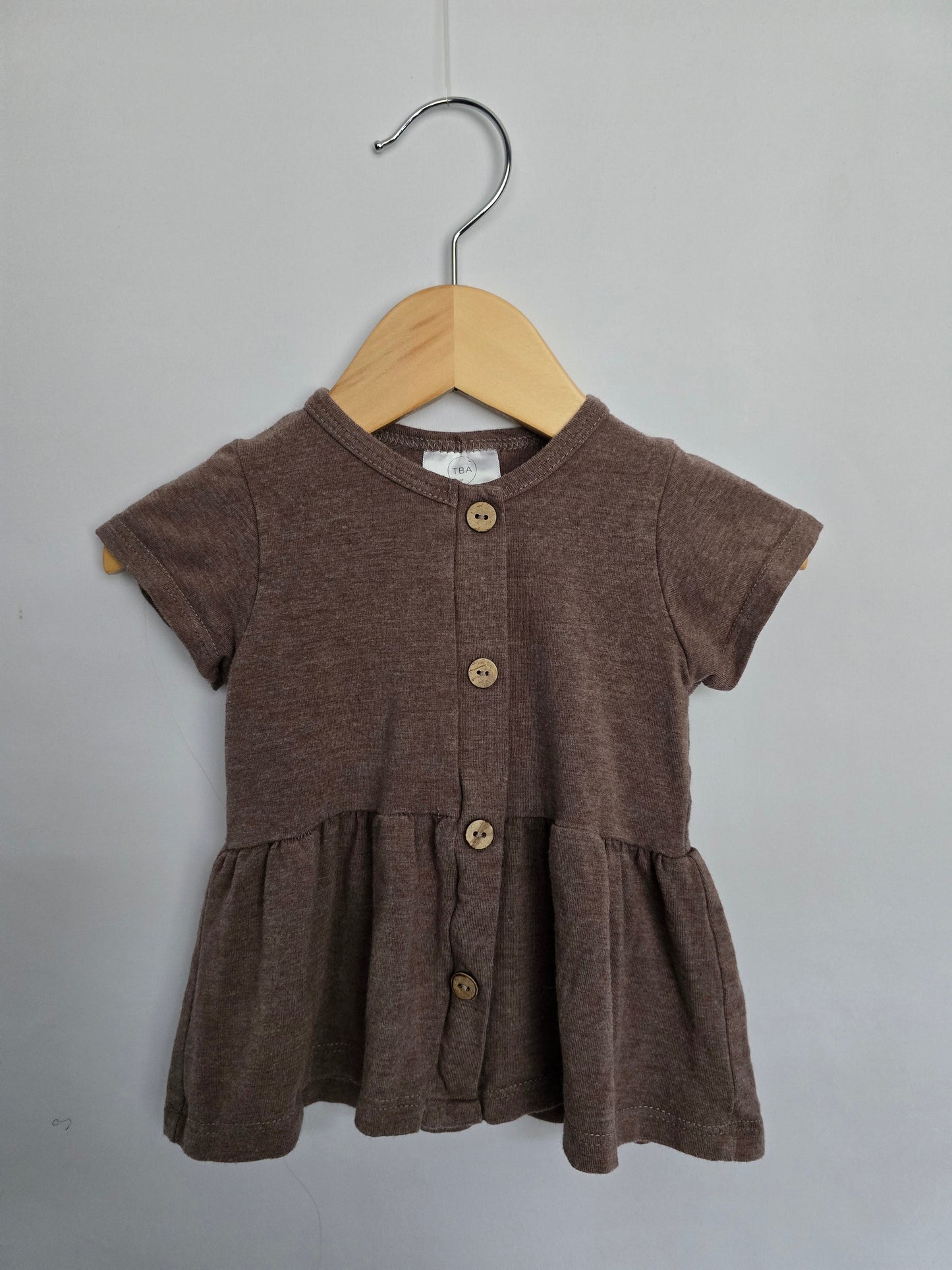 Tiny Button Apparel Brown Peplum Tee • 0-6 months