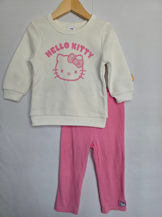 Hello Kitty Pink/White Sweatshirt & Pants • 24 months
