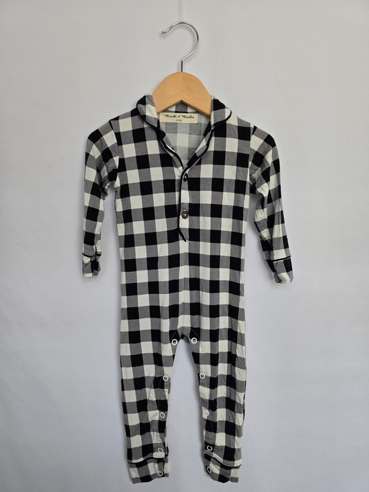 Bambi & Birdie Checkered Snap Romper • 6-12 months