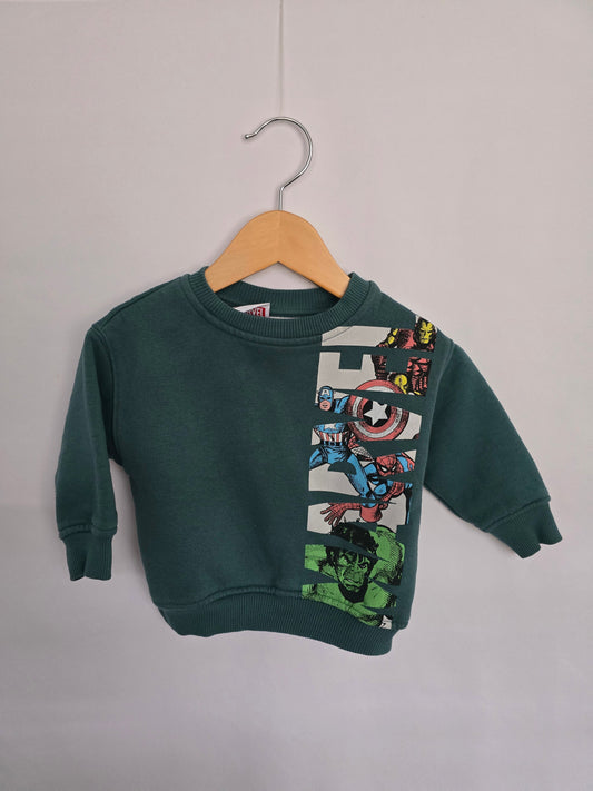 Zara Green Marvel Crewneck • 9-12 months
