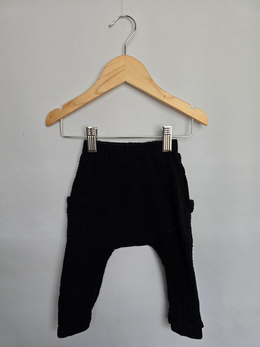 Griege Black Linen Pants • 3-6 months