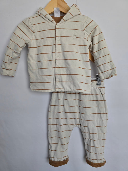 Gap Striped Double Layer Button Down Sweater & Joggers • 6-12 months