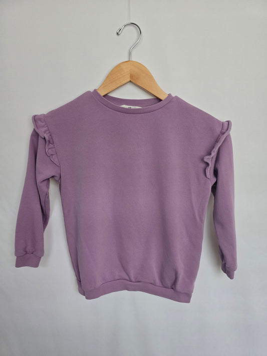 H&M Purple Ruffle Shoulder Crewneck • 5-6 years