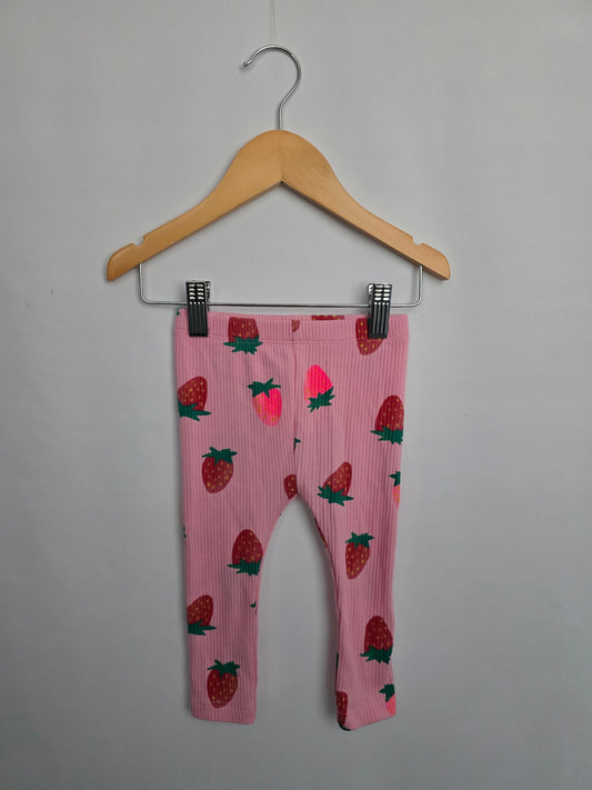 Old Navy Ribbed Strawberry Leggings • 6-12 months