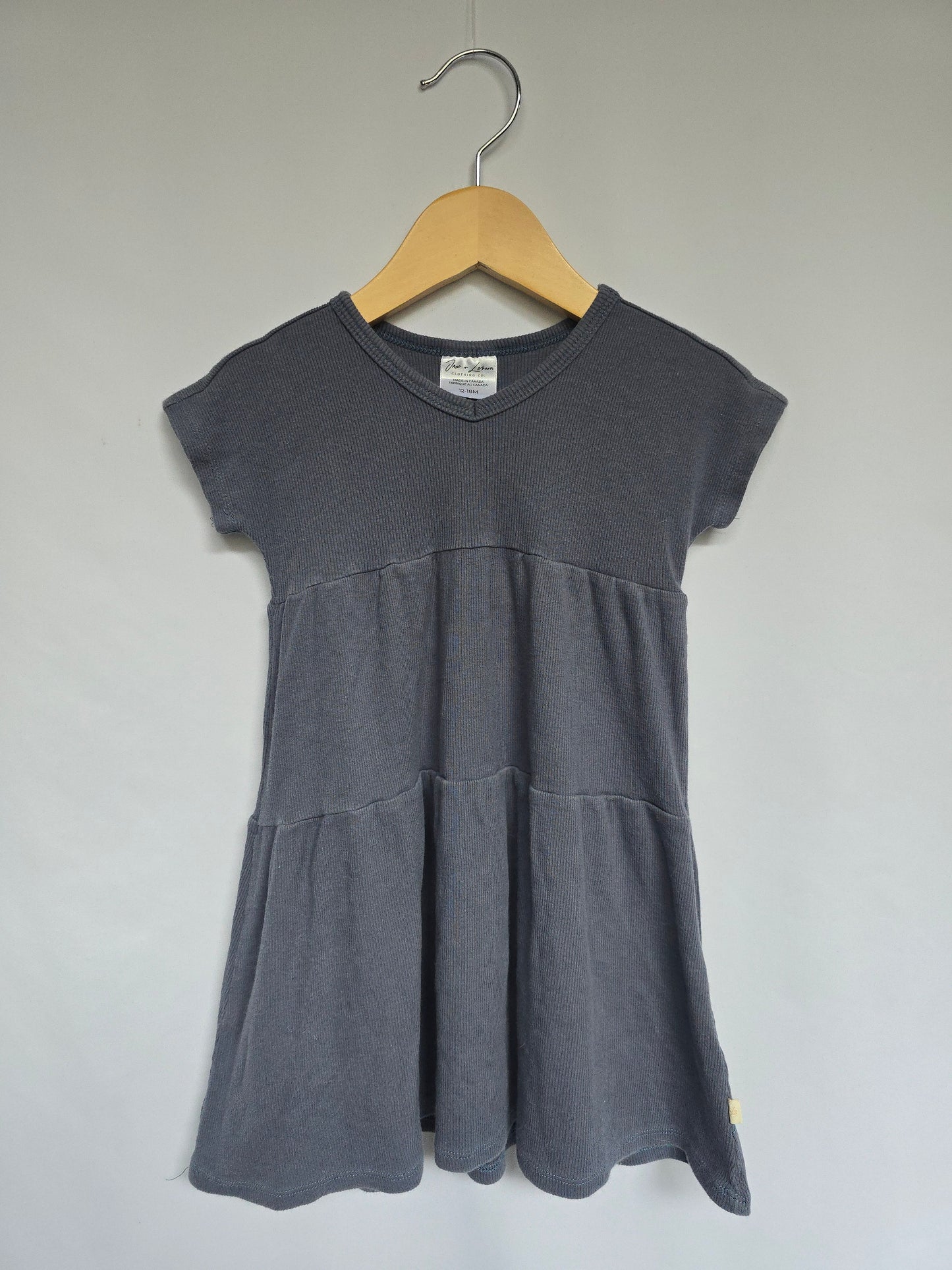 Jax & Lennon Blue Ribbed Tiered Dress • 12-24 months