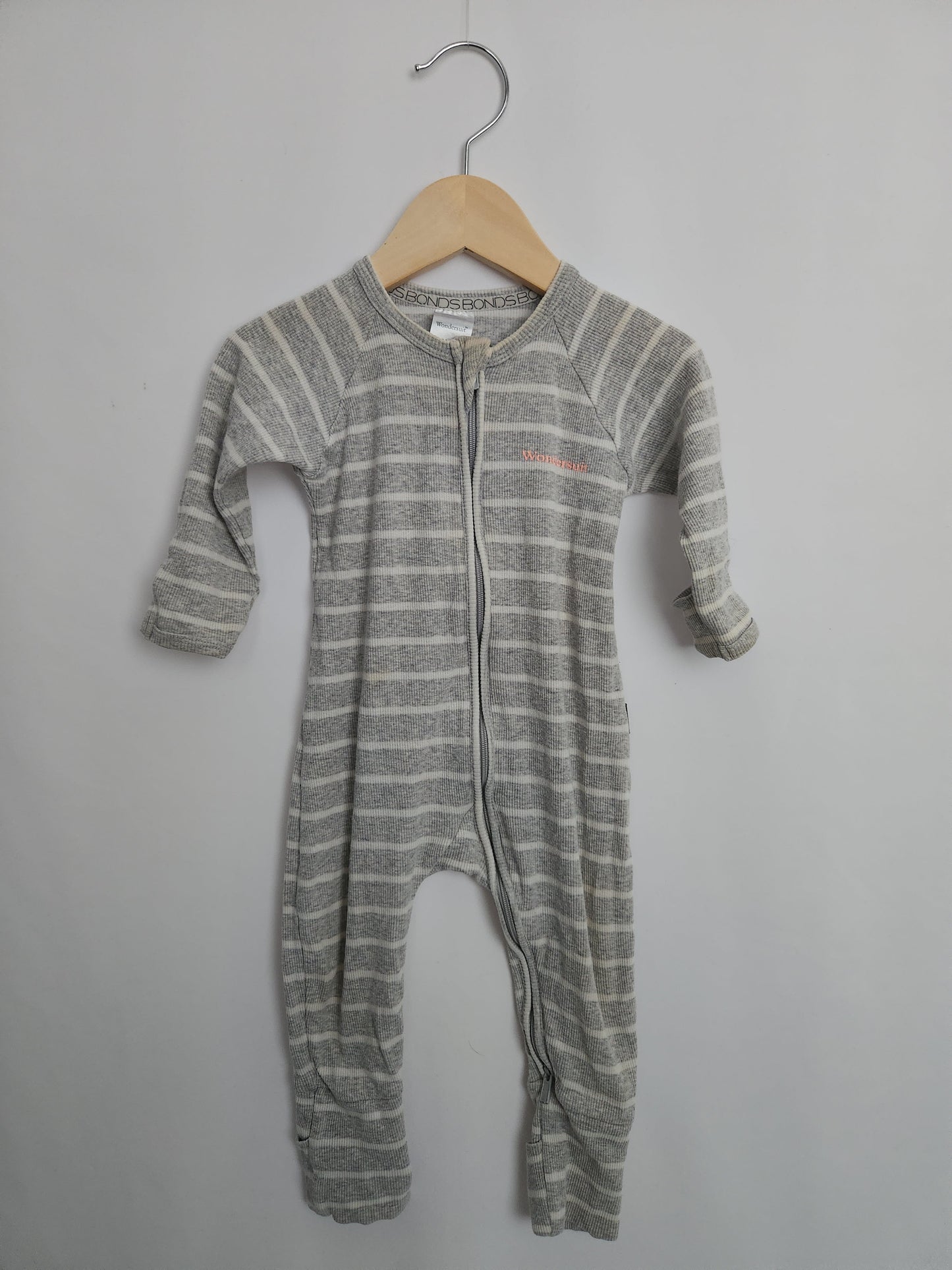 PLAY Bonds Grey Striped Wondersuit • 6-12 months
