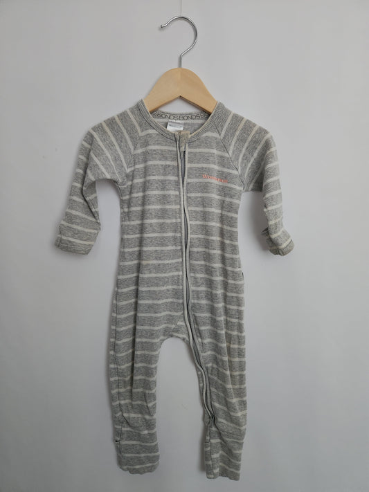 PLAY Bonds Grey Striped Wondersuit • 6-12 months
