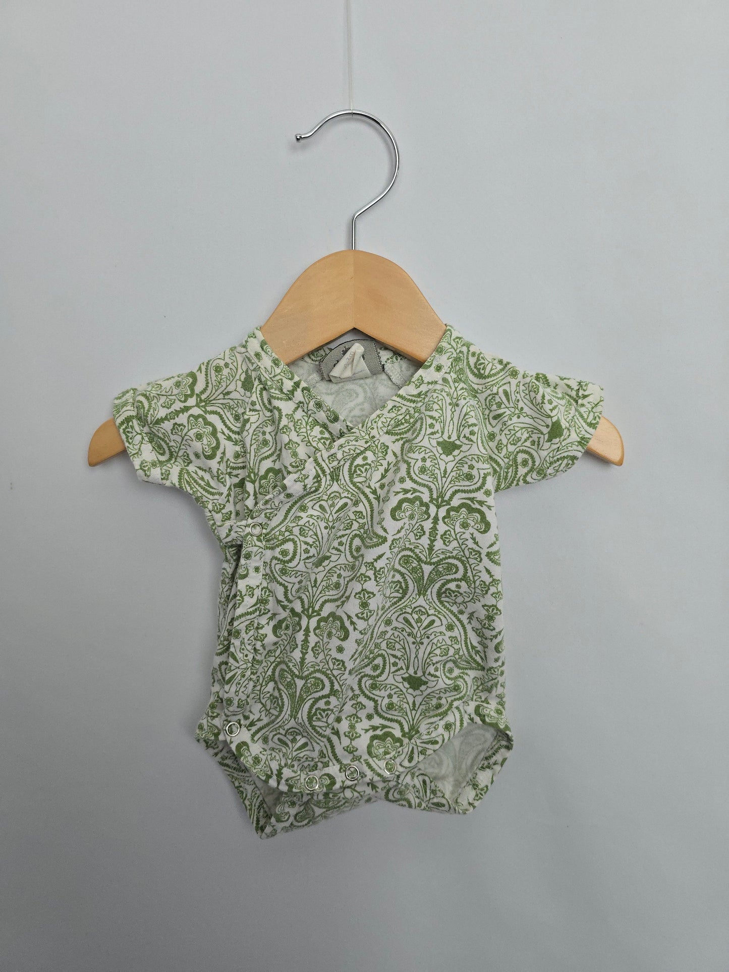 Kate Quinn Green Paisley Cross Body Onesie • 0-3 months
