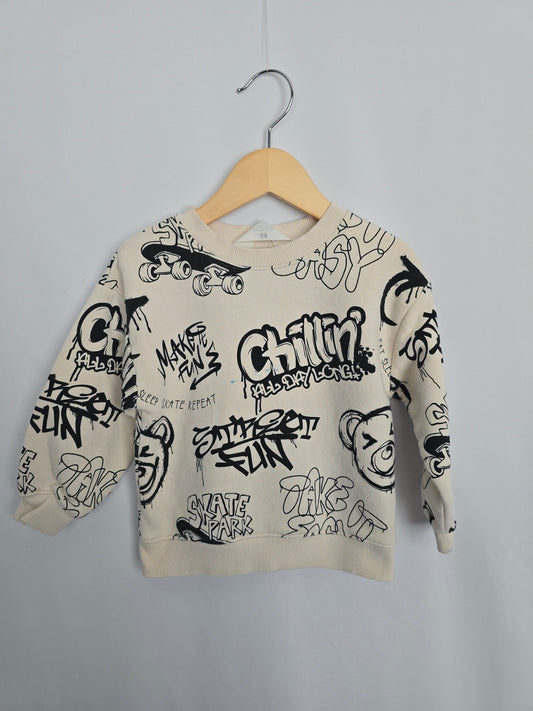 H&M Graffiti Crewneck *stain* • 2-3 years