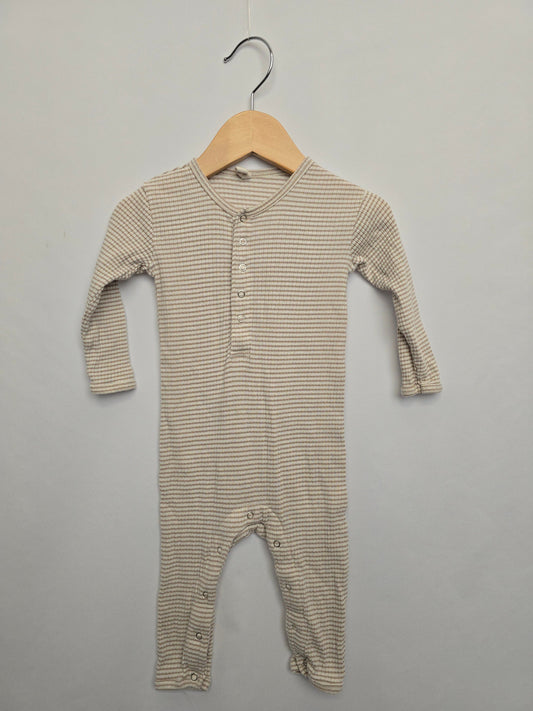 Quincy Mae Striped Ribbed Snap Romper • 6-12 months