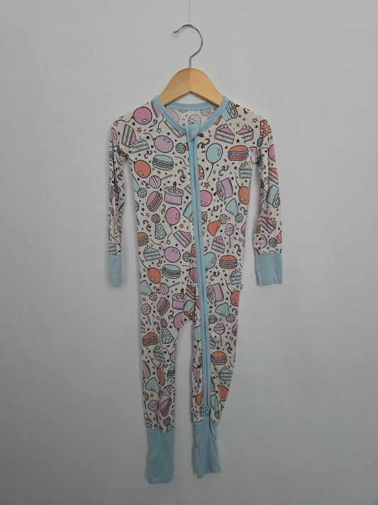 Monkeroos Pajamas Bamboo Celebration Zip Footie • 18-24 months