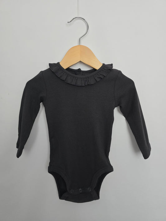 H&M Grey Ribbed Collared Bodysuit • 4-6 months