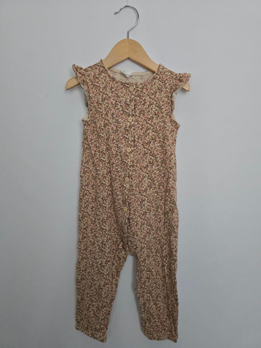 H&M Fall Floral Button Up Romper • 18-24 months