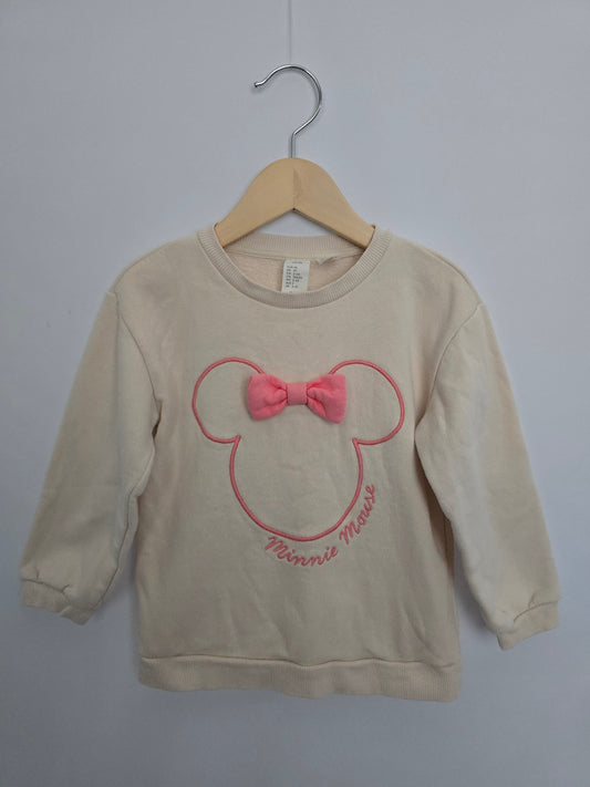 H&M Minnie Mouse Cream Sweashirt • 2-3 years