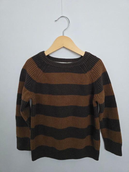 H&M Brown Stripe Knit Sweater • 4-6 years