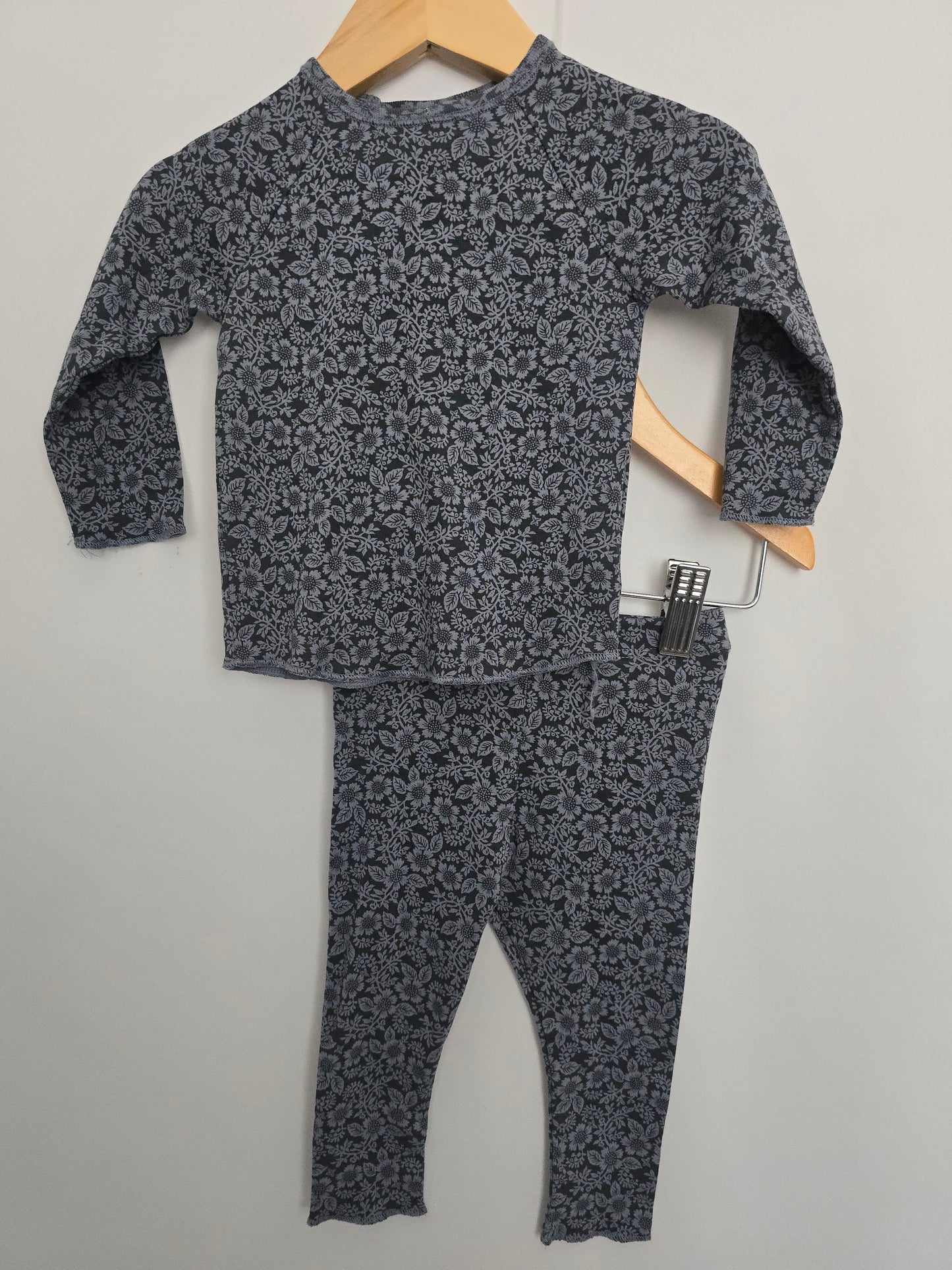 H&M Blue Floral Top & Leggings • 6-9 months