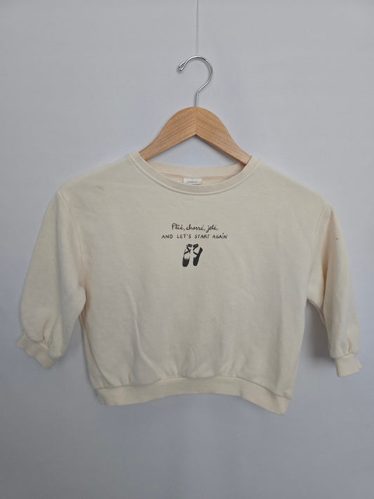 Zara Cream Ballet Crewneck • 4-5 years