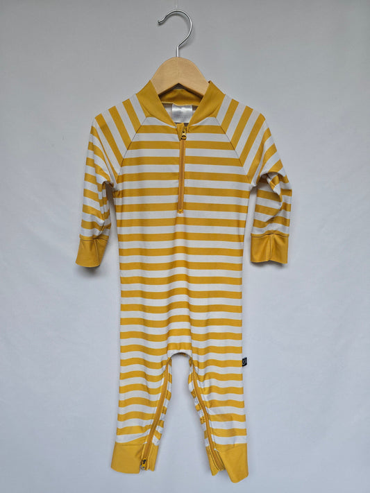 Honeysuckle Swim Yellow Stripe Sunsuit • 18-24 months