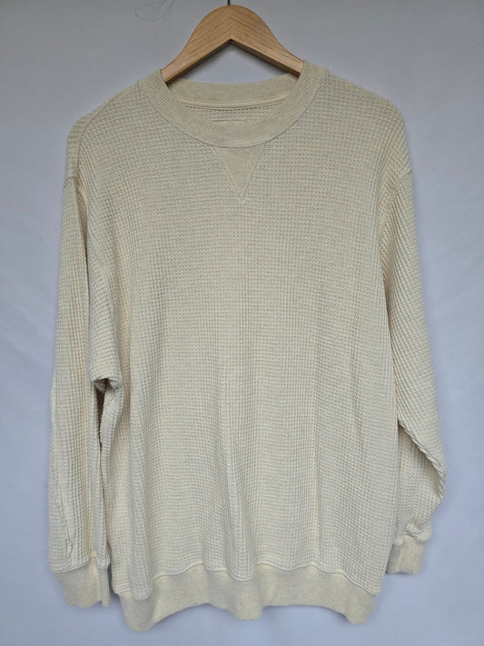 Aerie Oatmeal Waffle Crewneck • Medium