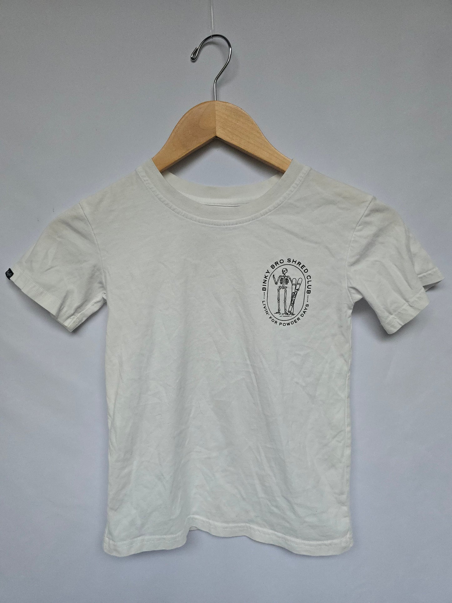 Binky Bro White Graphic Tee *stain* • 6 years