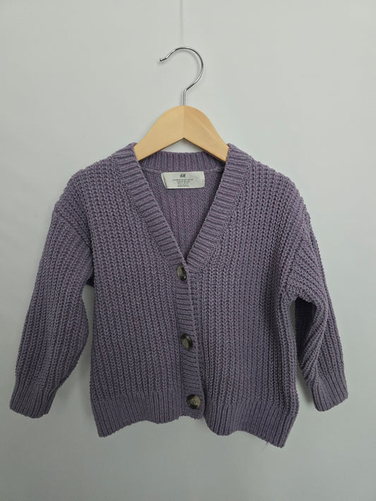 H&M Purple Chunky Knit Cardigan • 2-4 years