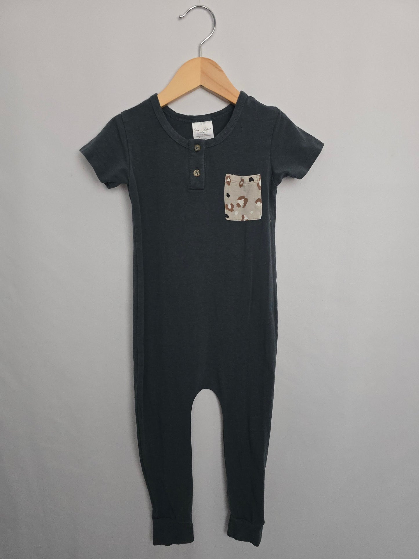 Jax & Lennon Green Grey Tee Romper • 2-3 years