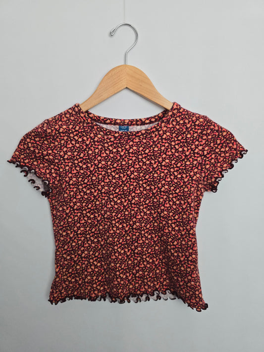 Old Navy Floral Lettuce Hem Tee • 10-12 years