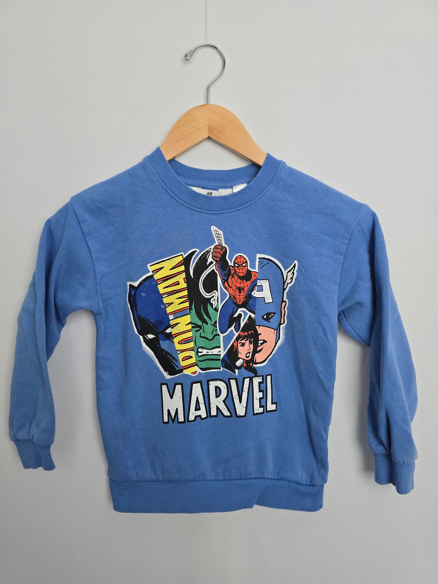 H&M Blue Marvel Sweatshirt • 6-8 years