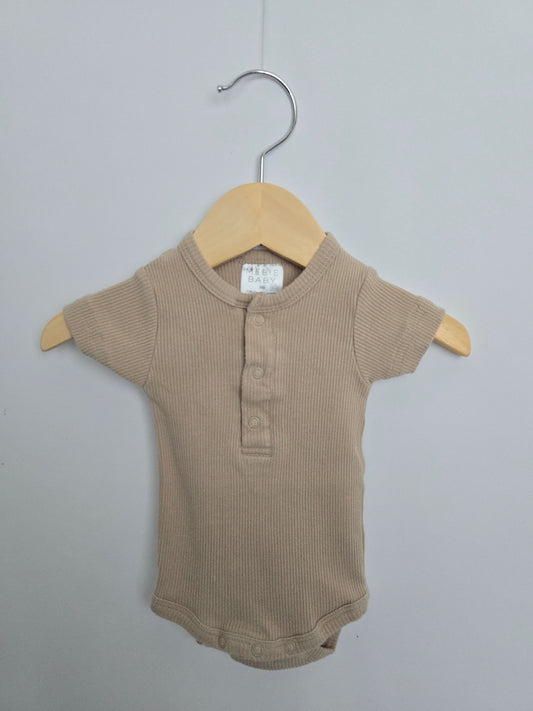 Mebie Baby Tan Ribbed Bodysuit • Newborn