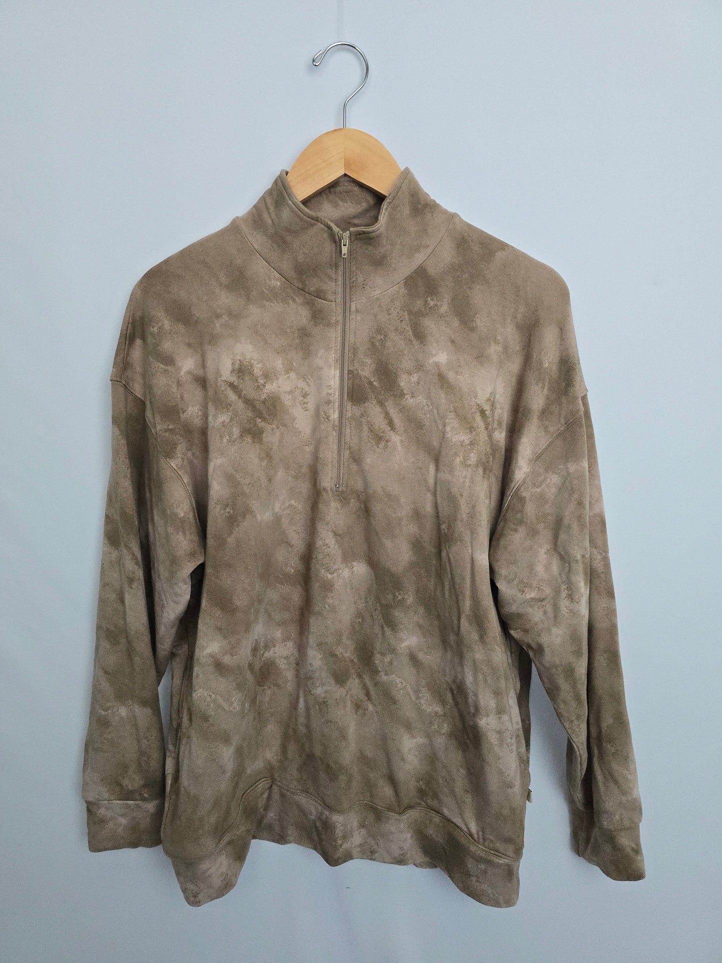 Jax & Lennon Tan Stonewash 1/4 Zip Crew • Medium