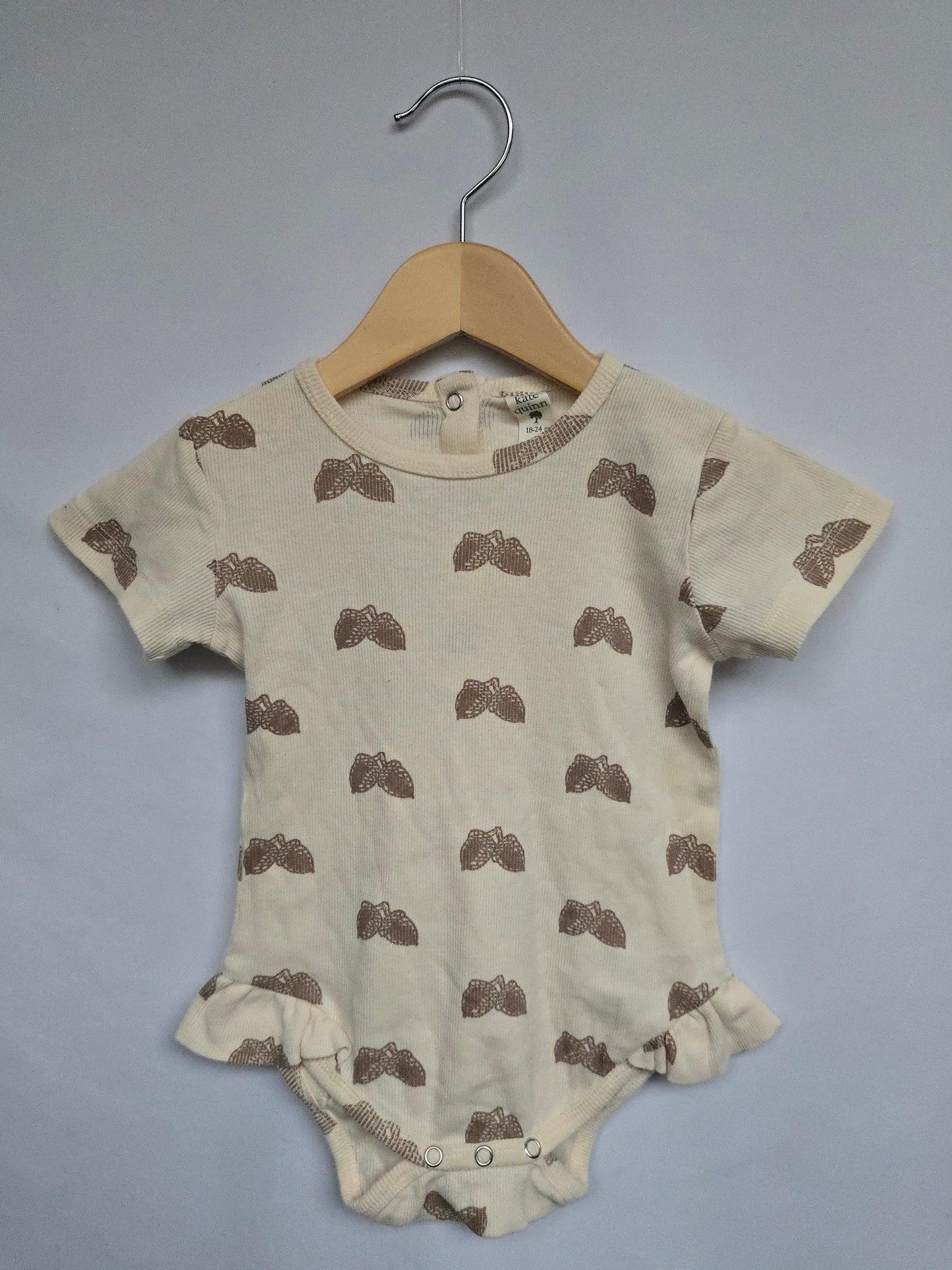 Kate Quinn Organic Cotton Acorn Ruffle Bubble Romper • 18-24 months