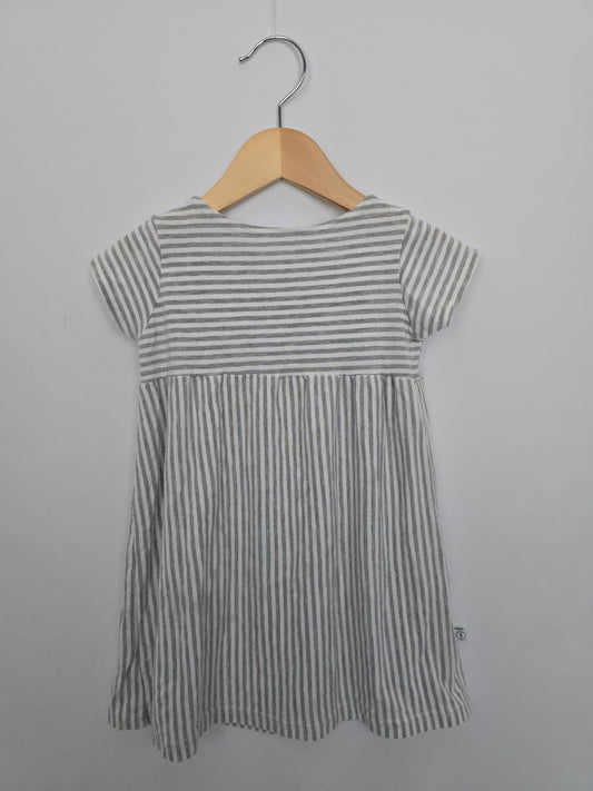 Tiny Button Apparel Grey Strip Peplum • 4-5 years