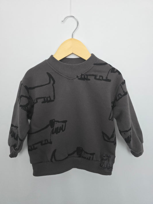 Zara Grey Dog Crewneck • 2-3 years