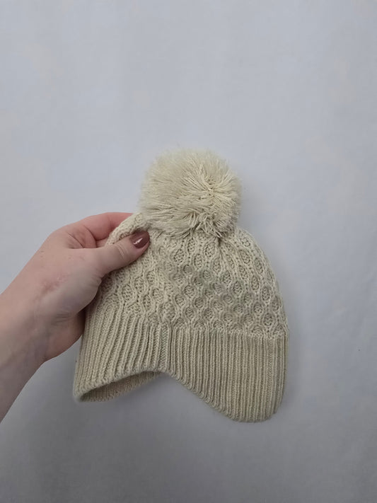 Cream Cable Knit Pom Toque • 0-12 months