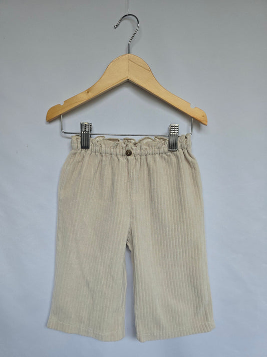 PLAY Zara Cream Soft Cord Wide Leg Pants • 18-24 months