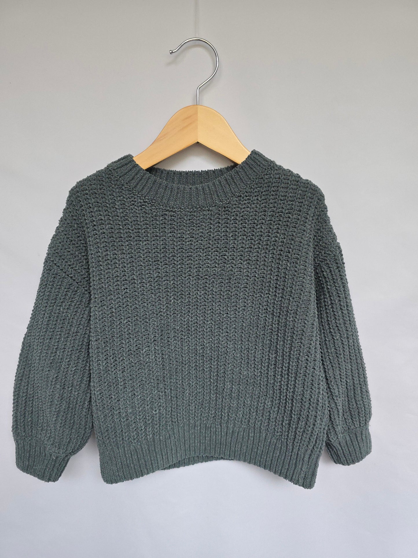H&M Green Chunky Knit Sweater • 2-4 years
