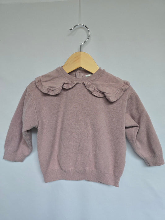 LC Waikiki Dusty Pink Collared Knit Sweater • 12-18 months