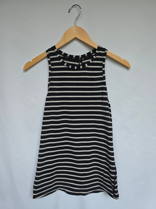 Lululemon Black/White Stripe Open Back Tank • 6 Medium