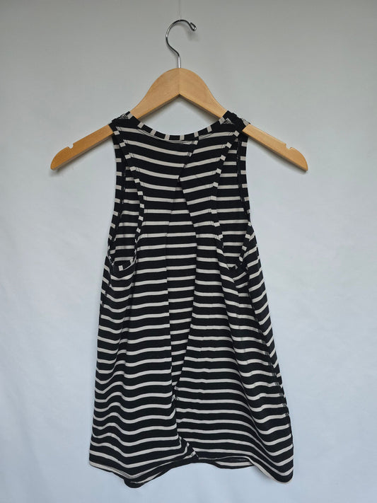 Lululemon Black/White Stripe Open Back Tank • 6 Medium