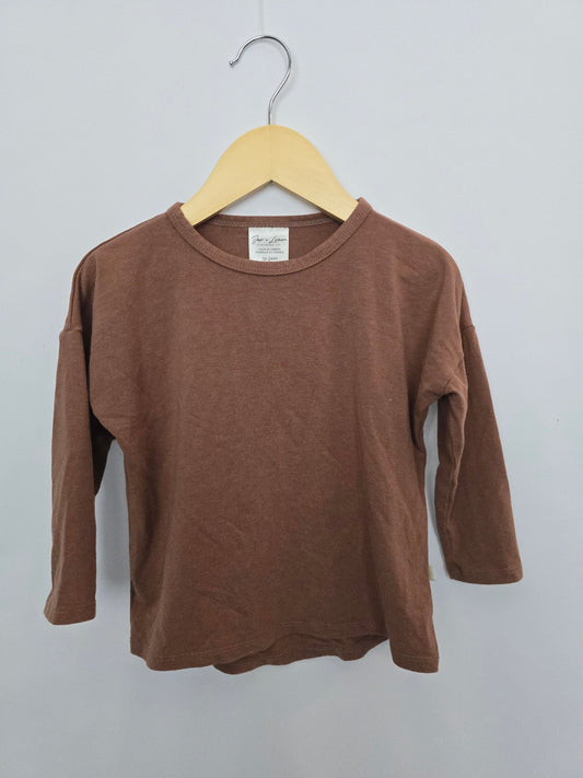 Jax & Lennon Raw Umber Drop Sleeve Top • 18-24 months