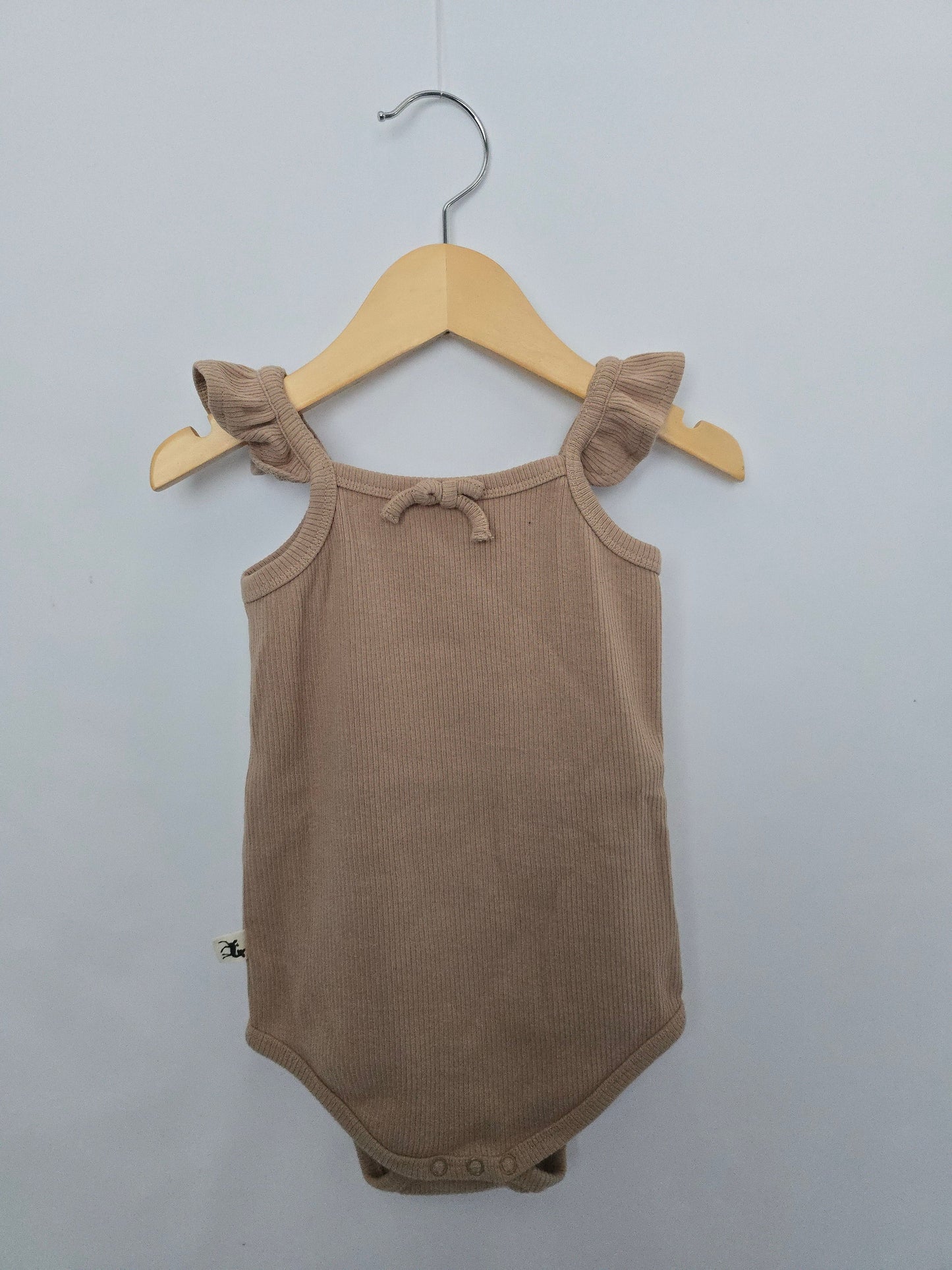 Bambi & Birdie Taupe Ribbed Tank Bodysuit • 12-18 months