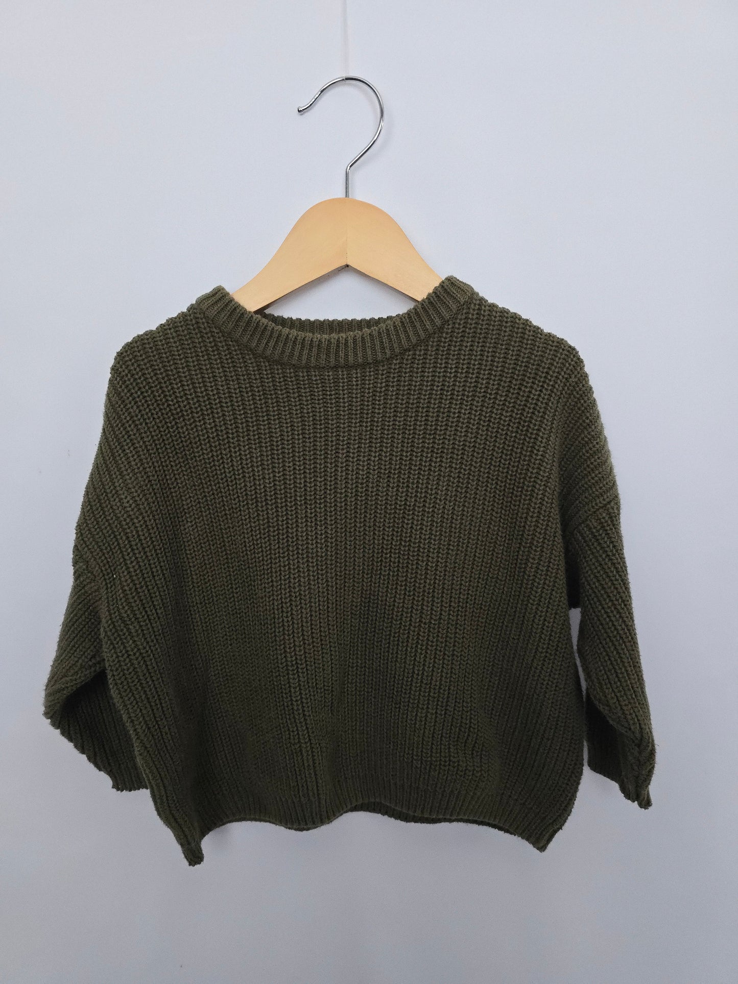 Belan J Olive Knit Oversize Sweater • 12-24 months