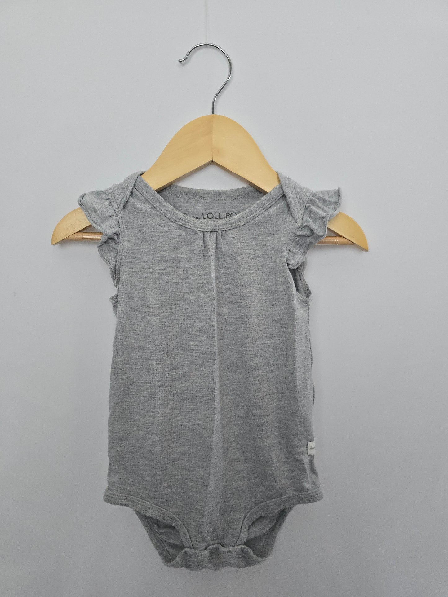 LouLou Lollipop Grey Ruffle Bodysuit • 6-12 months